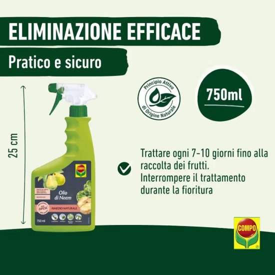 COMPO Olio di Neem Pronto Uso Spray 750ml | Segantini Garden