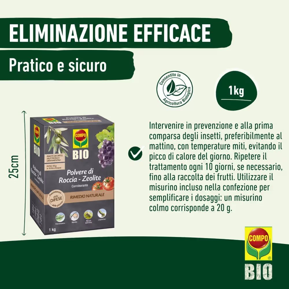 Compo bio zeolite, polvere di roccia